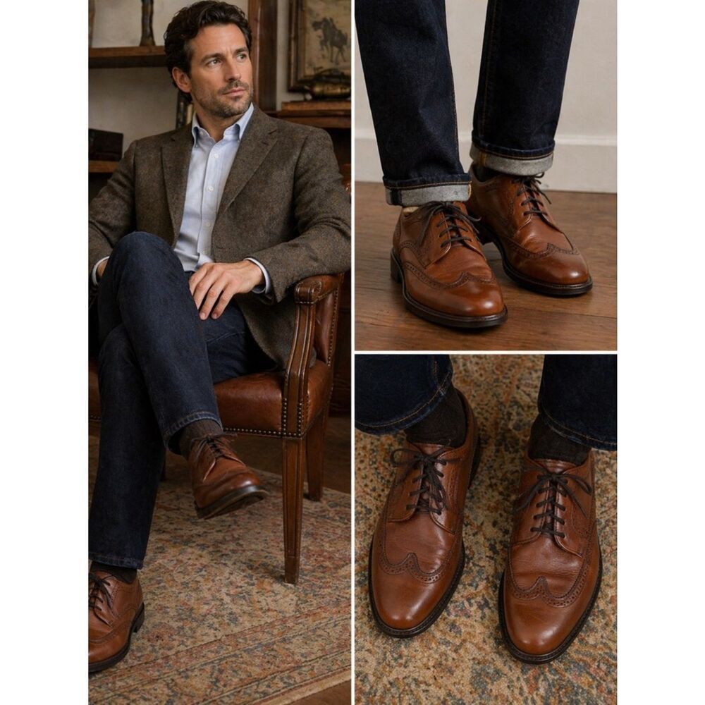 Frye Vintage Leather Wingtip Oxfords Brown - Size 10.5D